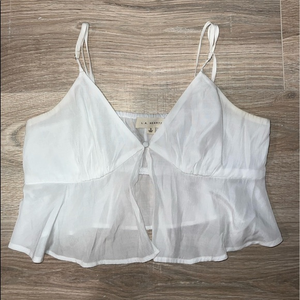 Pacsun LA hearts white crop‎ top cut out